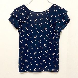 Ann Taylor Floral Tiered Sleeve Blouse